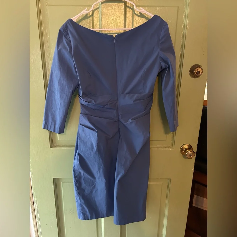 Talbot Runhof Dress cornflower blue ruched fitted